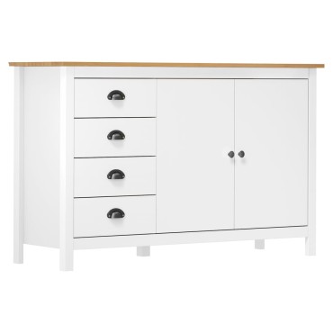 vidaXL Μπουφές Hill Λευκός 130x40x80cm από Μασίφ Ξύλο Πεύκου 1 τεμ.