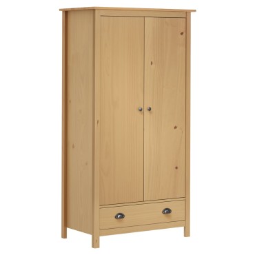 vidaXL Ντουλάπα Hill Δίφυλλη 89x50x170cm Μασίφ Ξύλο Πεύκου 1 τεμ.