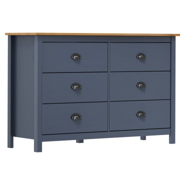 vidaXL Μπουφές Hill Γκρι 125x40x80cm από Μασίφ Ξύλο Πεύκου 1 τεμ.