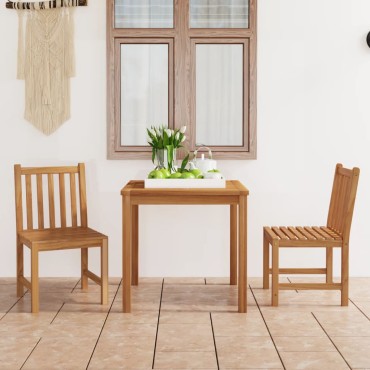 vidaXL Σετ Τραπεζαρίας Κήπου 3 τεμ. από Μασίφ Ξύλο Teak 80x80x77cm