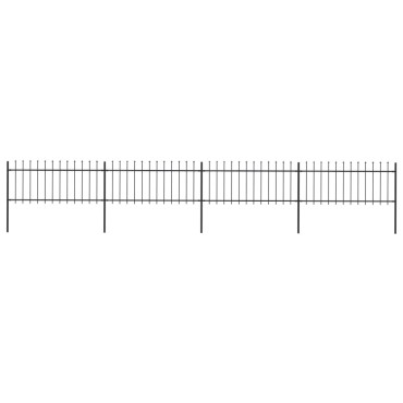 vidaXL Κάγκελα Περίφραξης με Λόγχες Μαύρα 6,8x0,8 μ. από Χάλυβα 680x130cm