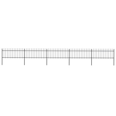 vidaXL Κάγκελα Περίφραξης με Λόγχες Μαύρα 8,5x0,8 μ. από Χάλυβα 850x130cm