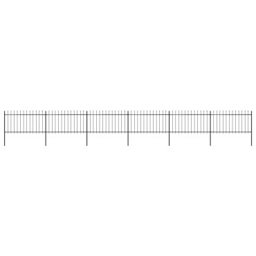 vidaXL Κάγκελα Περίφραξης με Λόγχες Μαύρα 10,2x1 μ. από Χάλυβα 1020x150cm