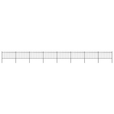 vidaXL Κάγκελα Περίφραξης με Λόγχες Μαύρα 13,6x1 μ. από Χάλυβα 1360x150cm