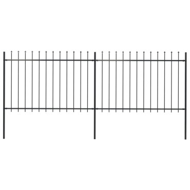 vidaXL Κάγκελα Περίφραξης με Λόγχες Μαύρα 3,4x1,2 μ. από Χάλυβα 340x170cm