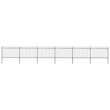 vidaXL Κάγκελα Περίφραξης με Λόγχες Μαύρα 10,2x1,2 μ. από Χάλυβα 1020x170cm