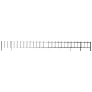 vidaXL Κάγκελα Περίφραξης με Λόγχες Μαύρα 15,3x1,2 μ. από Χάλυβα 1530x170cm