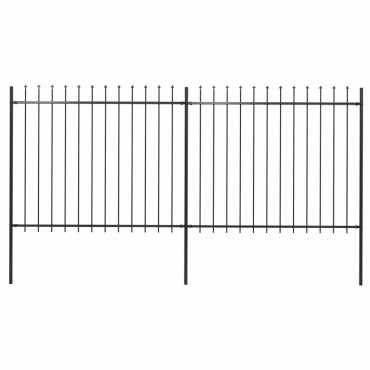 vidaXL Κάγκελα Περίφραξης με Λόγχες Μαύρα 3,4x1,5 μ. από Χάλυβα 340x200cm