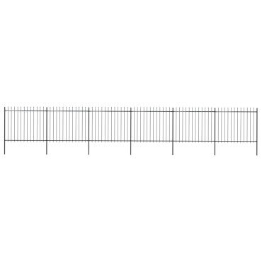 vidaXL Κάγκελα Περίφραξης με Λόγχες Μαύρα 10,2x1,5 μ. από Χάλυβα 1020x200cm
