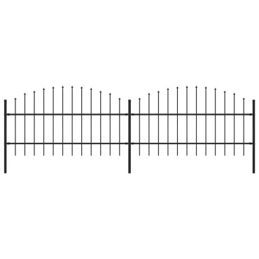 vidaXL Κάγκελα Περίφραξης με Λόγχες Μαύρα (0,75-1) x 3,4 μ. Ατσάλινα
