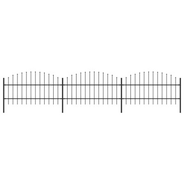 vidaXL Κάγκελα Περίφραξης με Λόγχες Μαύρα (0,75-1)x5,1 μ. Ατσάλινα