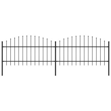 vidaXL Κάγκελα Περίφραξης με Λόγχες Μαύρα (1-1,25)x3,4 μ. Ατσάλινα