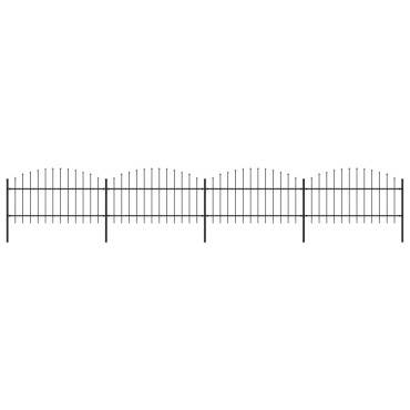 vidaXL Κάγκελα Περίφραξης με Λόγχες Μαύρα (1-1,25)x6,8 μ. Ατσάλινα