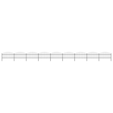 vidaXL Κάγκελα Περίφραξης με Λόγχες Μαύρα (1-1,25)x15,3 μ. Ατσάλινα