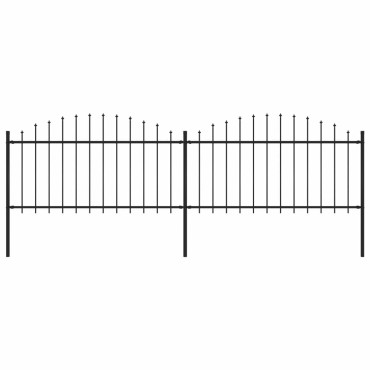 vidaXL Κάγκελα Περίφραξης με Λόγχες Μαύρα (1,25-1,5)x3,4 μ. Ατσάλινα