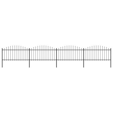 vidaXL Κάγκελα Περίφραξης με Λόγχες Μαύρα (1,25-1,5)x6,8 μ. Ατσάλινα