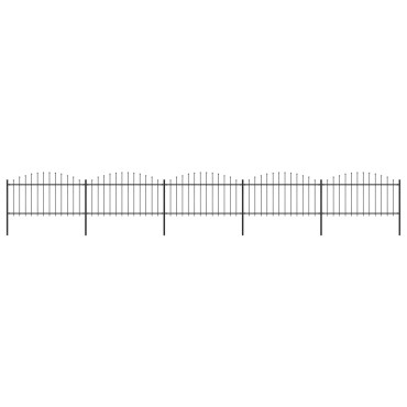 vidaXL Κάγκελα Περίφραξης με Λόγχες Μαύρα (1,25-1,5)x8,5 μ. Ατσάλινα