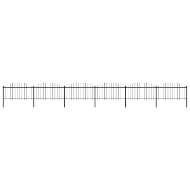 vidaXL Κάγκελα Περίφραξης με Λόγχες Μαύρα (1,25-1,5)x10,2 μ. Ατσάλινα