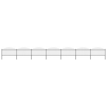 vidaXL Κάγκελα Περίφραξης με Λόγχες Μαύρα (1,25-1,5)x11,9 μ. Ατσάλινα