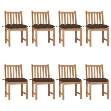 vidaXL Καρέκλες Κήπου 8 τεμ. από Μασίφ Ξύλο Teak με Μαξιλάρια 50x53x90cm