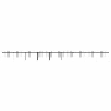 vidaXL Κάγκελα Περίφραξης με Λόγχες Μαύρα (1,25-1,5)x15,3 μ. Ατσάλινα