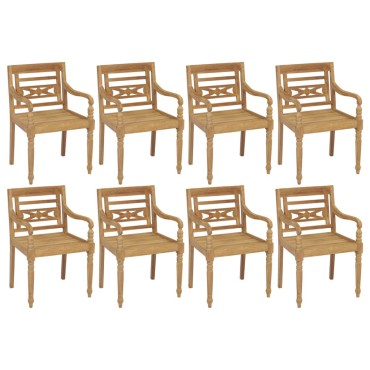 vidaXL Καρέκλες Batavia 8 τεμ. από Μασίφ Ξύλο Teak 55x51,5x84cm