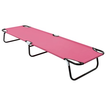 vidaXL Ξαπλώστρα Πτυσσόμενη Ροζ Ατσάλινη 190x58x28cm 1 τεμ.