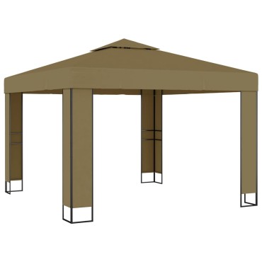 vidaXL Κιόσκι με Διπλή Οροφή Taupe 3 x 3 x 2,7 μ. 180 γρ/μ²