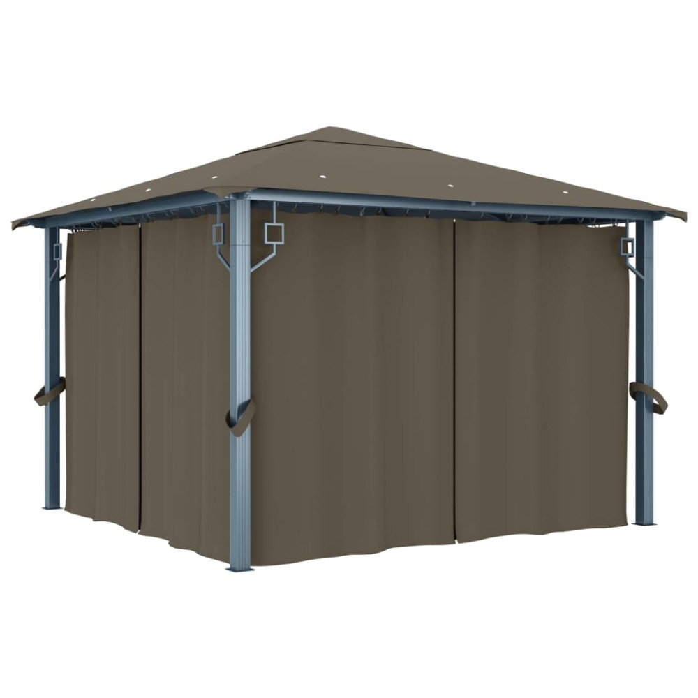 vidaXL Κιόσκι με Κουρτίνα Taupe 300 x 300 εκ. Αλουμινίου