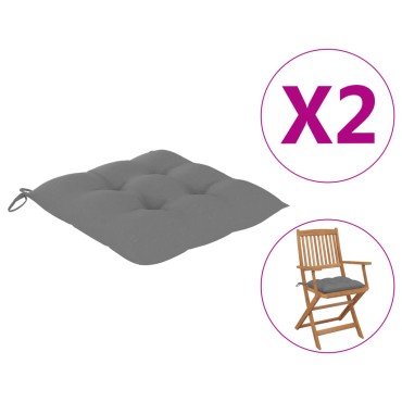 vidaXL Μαξιλάρια Καρέκλας Κήπου 2 τεμ. Γκρι 40x40x7cm Υφασμάτινα