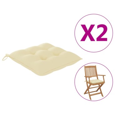 vidaXL Μαξιλάρια Καρέκλας Κήπου 2 τεμ. Λευκά 40x40x7cm Υφασμάτινα