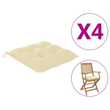 vidaXL Μαξιλάρια Καρέκλας 4 τεμ. Λευκά 40 x 40 x 7 εκ. Υφασμάτινα