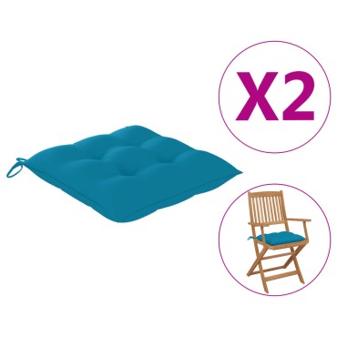 vidaXL Μαξιλάρια Καρέκλας 2 τεμ. Αν. Μπλε 40x40x7cm Υφασμάτινα