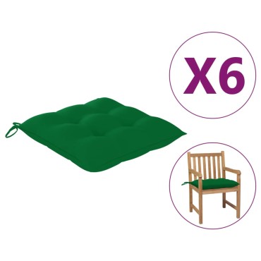 vidaXL Μαξιλάρια Καρέκλας 6 τεμ. Πράσινα 50 x 50 x 7 εκ. Υφασμάτινα