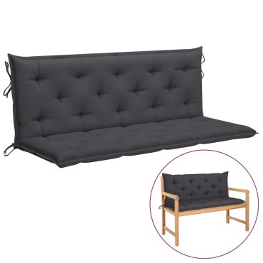 vidaXL Μαξιλάρι Πάγκου Κήπου Ανθρακί 150x(50+50)x7cm Ύφασμα Oxford