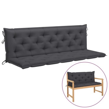 vidaXL Μαξιλάρι Πάγκου Κήπου Ανθρακί 180x(50+50)x7cm Ύφασμα Oxford