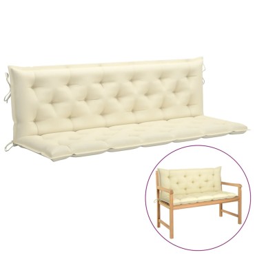 vidaXL Μαξιλάρι Πάγκου Κήπου Κρεμ Λευκό 180x(50+50)x7cm Ύφασμα Oxford