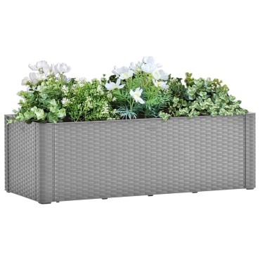 vidaXL Ζαρντινιέρα Κήπου Γκρι 100x43x33 εκ. με Αυτόματο Πότισμα