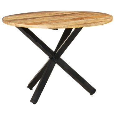vidaXL Τραπεζαρία Στρογγυλή 100x100x75cm Ακατέργαστο Ξύλο Μάνγκο 1 τεμ.