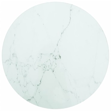 vidaXL Επιφάνεια Τραπεζιού Λευκή 30x0,8cm Ψημ. Γυαλί Μαρμ. Σχέδιο 1 τεμ.