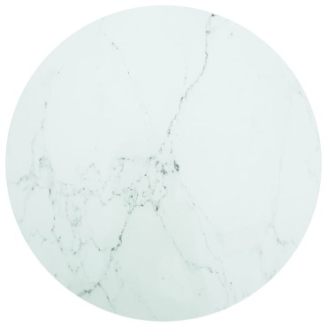vidaXL Επιφάνεια Τραπεζιού Λευκή 80x1cm Ψημ. Γυαλί Μαρμ. Σχέδιο 1 τεμ.