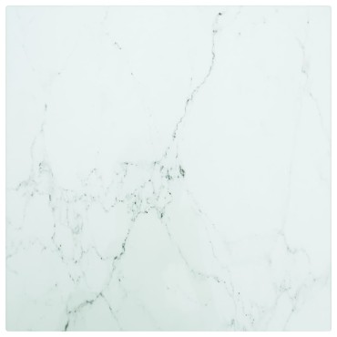 vidaXL Επιφάνεια Τραπεζιού Λευκή 30x30cm 6 χιλ Ψημ. Γυαλί Μαρμ. Σχέδιο 1 τεμ.