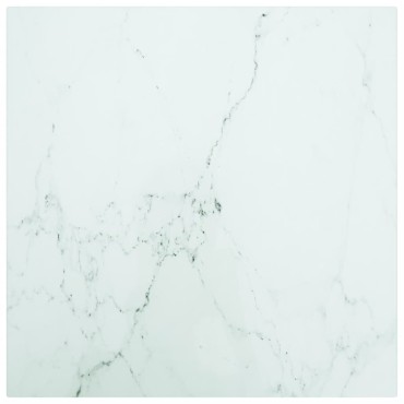vidaXL Επιφάνεια Τραπεζιού Λευκή 40x40cm 6 χιλ Ψημ. Γυαλί Μαρμ. Σχέδιο 1 τεμ.