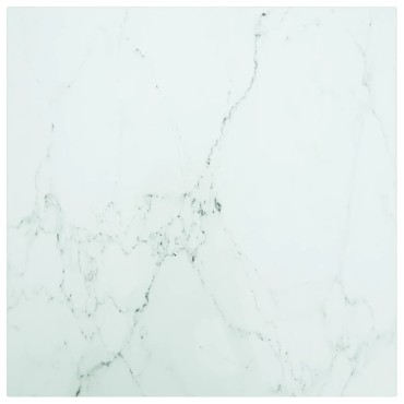 vidaXL Επιφάνεια Τραπεζιού Λευκή 50x50cm 6 χιλ Ψημ. Γυαλί Μαρμ. Σχέδιο 1 τεμ.