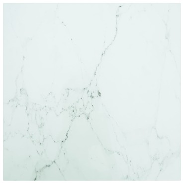 vidaXL Επιφάνεια Τραπεζιού Λευκή 60x60cm 6 χιλ Ψημ. Γυαλί Μαρμ. Σχέδιο 1 τεμ.