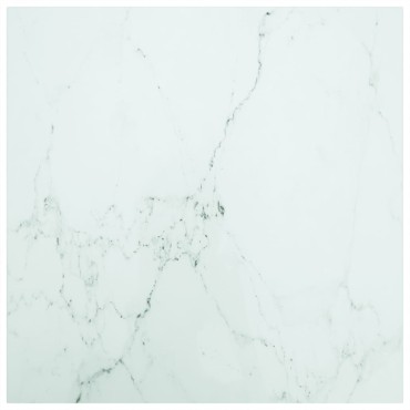 vidaXL Επιφάνεια Τραπεζιού Λευκή 70x70cm 6χιλ Ψημ. Γυαλί Μαρμ. Σχέδιο 1 τεμ.