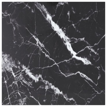 vidaXL Επιφάνεια Τραπεζιού Μαύρη 60x60cm 6χιλ. Ψημ. Γυαλί Μαρμ. Σχέδιο 1 τεμ.