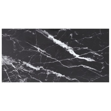 vidaXL Επιφάνεια Τραπεζιού Μαύρη 100x50cm 6χιλ Ψημ. Γυαλί Μαρμ. Σχέδιο 1 τεμ.