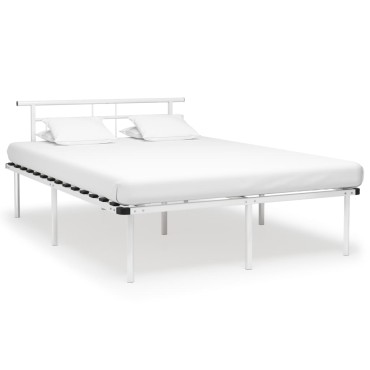 vidaXL Πλαίσιο Κρεβατιού Λευκό 140x200cm Μεταλλικό 1 τεμ. - Διπλό
