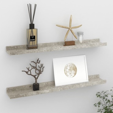 vidaXL Ράφια Τοίχου 2 τεμ. Γκρι Σκυροδέματος 60x9x3cm